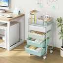SYKIARIOL Rolling Utility Storage Cart with 4 Drawers - 4 Tiers Rolling Cart Craft Cart, Storage Drawer Cart Organizer for Craft Room Office Bedroom Classroom with Mesh Top & 4 PCS DIY Lable, Green