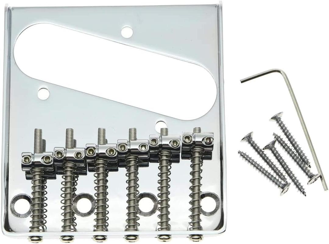 KAISH Chrome Vintage Tele Ashtray Electric Guitar Bridge with 6 Saddles for Telecaster