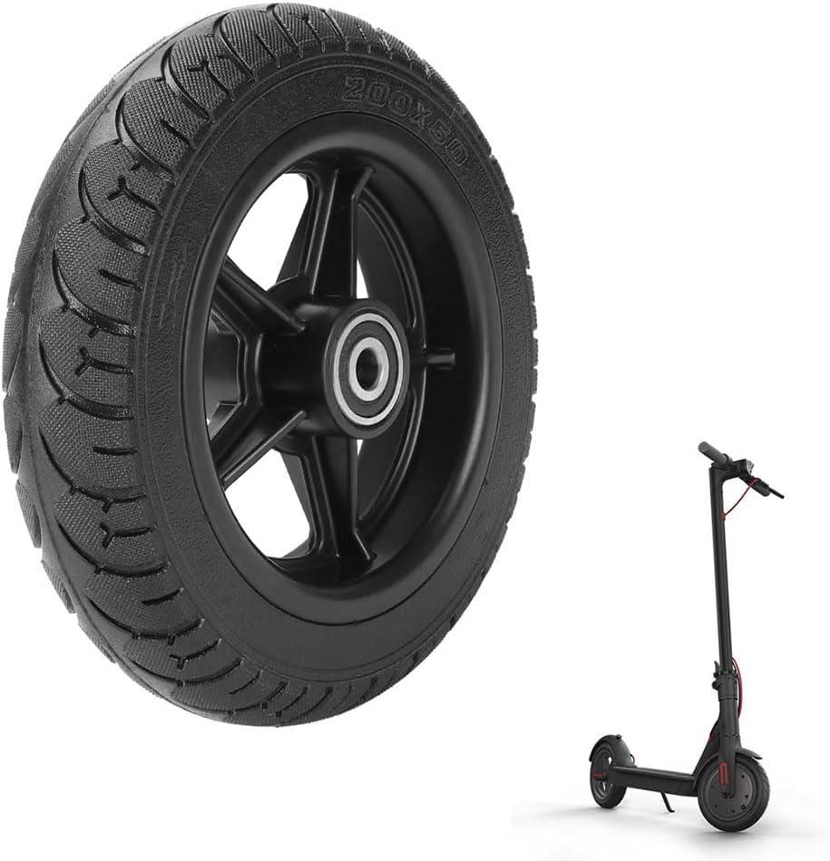Electric Scooter 200x50 Solid Tire & Plastic Hub 8"x2" Solid Tyre Tubeless Tire with 10mm Bearing Explosion Proof for Electric Scooter Balance Bike Toddler Bike Strollers