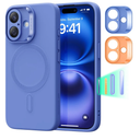 ESR for iPhone16 Case with MagSafe, Supports Magnetic Charging, Smooth & Slim Silicone Case, Shockproof, Full Screen and Camera Protection, Soft Microfiber Lining,Ultramarine