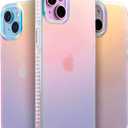 LONLI Hue Case for iPhone 15 - [360 Shock-Absorbent Bumper] - [Cute and Unique Phone Cover for Girls and Women] - Fluorescent Holographic Iridescent