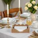 CubesLand Scalloped Napkin Holder for Bathroom Decor, Paper Rope Flat Napkin Dispenser Guest Towel Tray for Bathroom, Farmhouse Warm Napkin Holder for Table Dining Room Home Kitchen Decor, Neutral