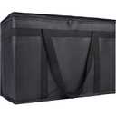 Bodaon 1-Pack Insulated Food Delivery Bag, XX-Large Reusable Grocery Shopping Bag, Frozen Food Cold, Cooler Bags with Zippered Top, Black