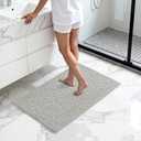 SUBRTEX Bathroom Rugs, 24" x 36" Chenille Bath Rug Soft Short Plush Bath Mat Soft Shower Mat Water Absorbent Shower Mat Quick Dry Machine Washable, Light Gray