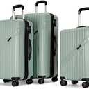 PRIMICIA GinzaTravel PC+ABS suitcase Spinner Wheels scratch-resistant Lightweight Spinner Expandable Suitcase, luggage sets,Universal wheel (Green, 3-Piece Set(20"/25"/29"))