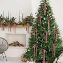 24 Pcs Velvet Bows Christmas Tree Ornaments Vintage Double Faced Velvet Ribbon Bows for Tree Garland Wreath Indoor Outdoor Xmas(5 x 7 Inch, Width of 3/8",Rose Gold)