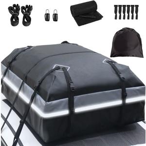 Car Rooftop Bag Cargo Carrier Bag 21 Cubic Feet Waterproof Heavy Duty for All Cars with/Without Rack Including Anti-Slip Mat 2 Luggage Locks 2 Extra Straps 6 Strong Nylon Straps Storage Bag