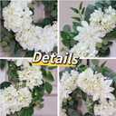 24" Spring Summer Front Door Wreath, Life-Like Artificial White Dahlia Hydrangea Wreath for Wedding Valentine's Day Mother's Day Memorial Day