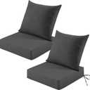 Patio Cushions for Outdoor Furniture, 24x24 Outdoor Couch Cushions, Waterproof & Fade-Resistant Patio Chair Cushions with Removable Cover, Replacement Outdoor Deep Seat Cushion, Dark Grey (Set of 2), 24*24+5.75/25*22.5"