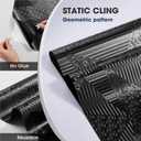 2 x Blackout Window Film, Window Privacy Film Frosted Faux 3D Floral Decorative Static Cling Heat Blocking Window Tint, Black, 17.5" x 78.7"