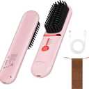 Cordless Hair Straightener Brush - Portable Hair Brush for Travel - 30s Fast Heating - Portable Straightening Brush for Travel, Mini Hot Straightening Comb for Women