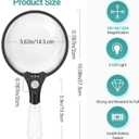 Large Magnifying Glass with Light - 5.5 Inch Handheld Magnifier with 10X 25X 45X Magnification & 3 LED Lights Lighted Magnifying Glass, Magnifying Glasses for Close Work Reading for Seniors Kids (Black)