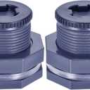1.5 Female PVC Bulkhead Fitting with Plug Silicon Seal Gasket Water Tank Connector for 2.5 Inch Hole Saw Rain Barrels, Aquariums (Pack of 2)