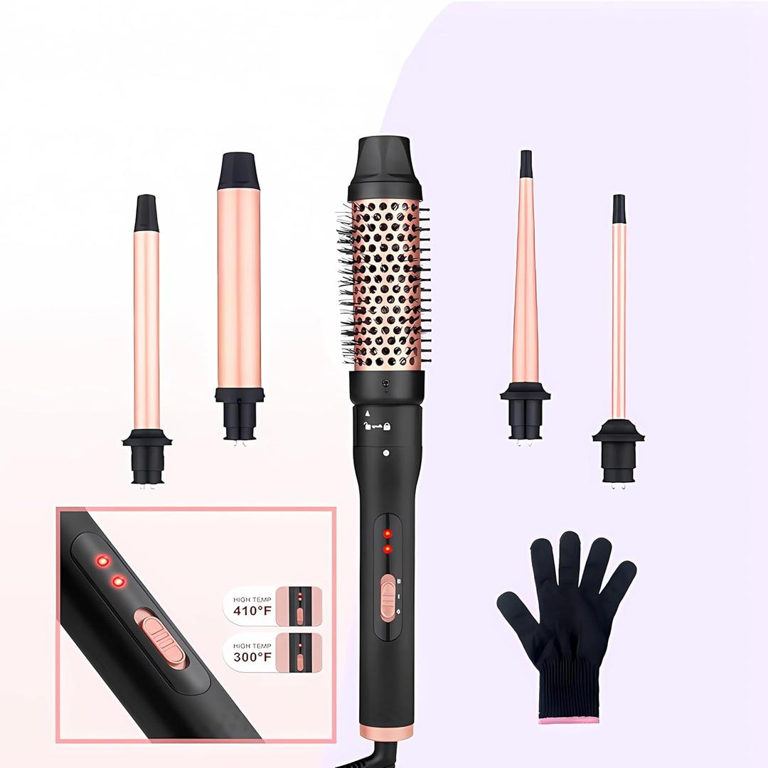 Curling Iron Wand, Multiple Combination Sets，Fast Heating Hair Wand Curler in All Hair Type ((Set 3) 5 in 1)