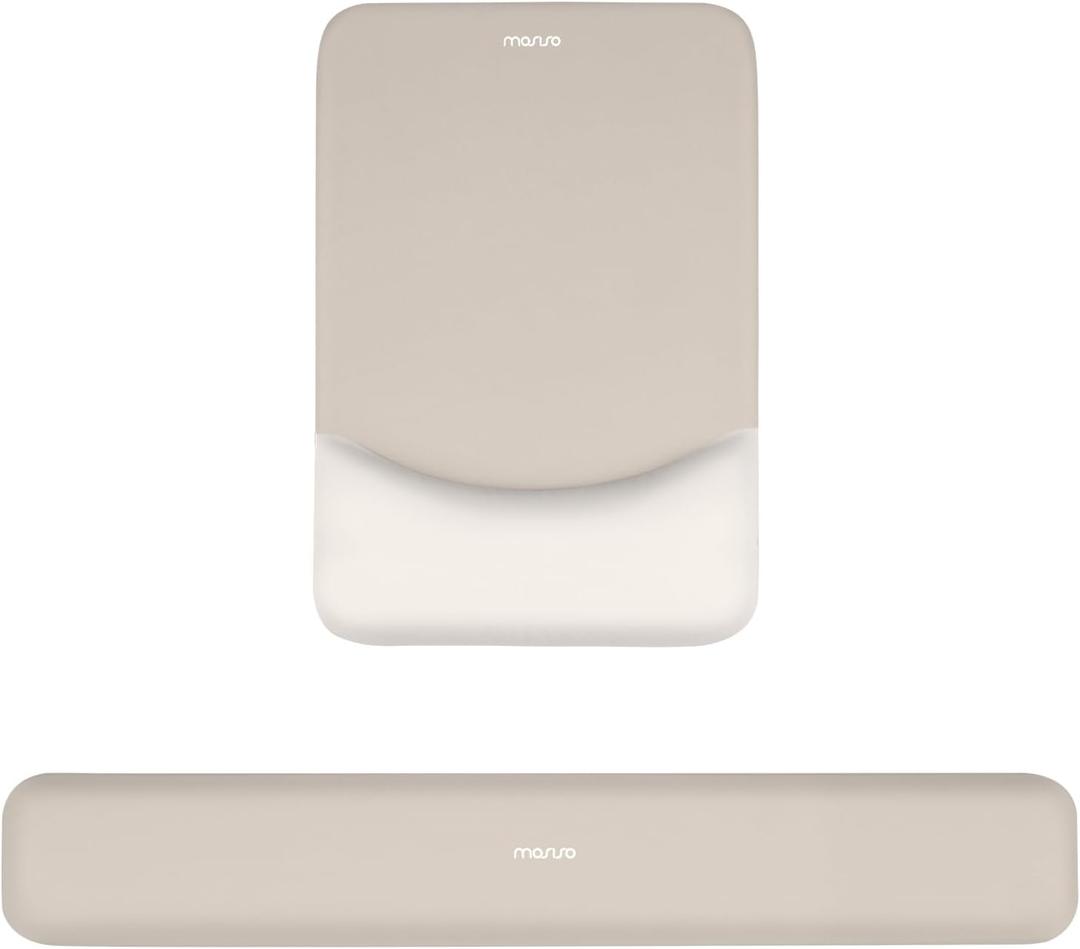 MOSISO Wrist Rest Support for Mouse Pad&Keyboard Set, Rectangular Ergonomic Mousepad Non-Slip Base Home/Office Pain Relief&Easy Typing Pad with Neoprene Cloth&Raised Silicone Lining, Stone Gray
