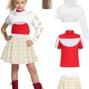 IBQ Kids Costume Set for Cheerleader Costume Girls Halloween Dress Up (130 7-8 Years)
