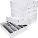 Yexiya 12 Pcs 5000 Count Card Storage Boxes for Trading and Gaming Cards White Cardboard Organizer with Divider Collector Holders Collectibles Box for Sports Basketball Collecting