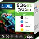 936e 936XL Ink Cartridges Replacement for HP 936e Ink Cartridges Combo Pack, Compatible with HP Printer OfficeJet Pro 9122e 9125e 9128e 9730e, 936 Black and 936 Colors, Updated with V19.8.1 (4 Pack)