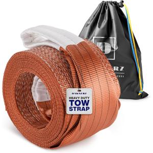 Tow Strap Heavy Duty 40ft 100000 lbs Minimum Break Strength - Recovery Towing Rope 55 US Tons 12m for Tractors and Dump Trucks