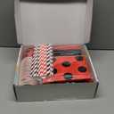 Ladybug Birthday Party Decorations Tableware - Ladybug Party Supplies, Plate, Cup, Napkin, Tablecloth, Cutlery, Straw, Lady Bug Theme 1st 2nd 3rd Birthday Baby Shower Decorations | Serve 24