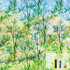 Window Film, Window Privacy Film Rainbow Decorative Stickers Anti UV 3D Decals Static Clings Window Tint for Home Heat Control, Green Leaf (35.4" X 78.7"), Pack of 3 
