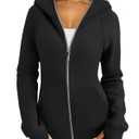 Trendy Queen Women's Full Zip Up Hoodie - Fitted Long Sleeve Sweatshirts for Fall and Winter, XL