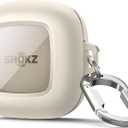 SURITCH for SHOKZ OpenFit Case Cover, Shockproof Magnetic Cases for SHOKZ OpenFit Open-Ear Earbuds True Wireless Bluetooth Headphones, Protective Cover with Magnetic Lid Lock & Carabiner, White