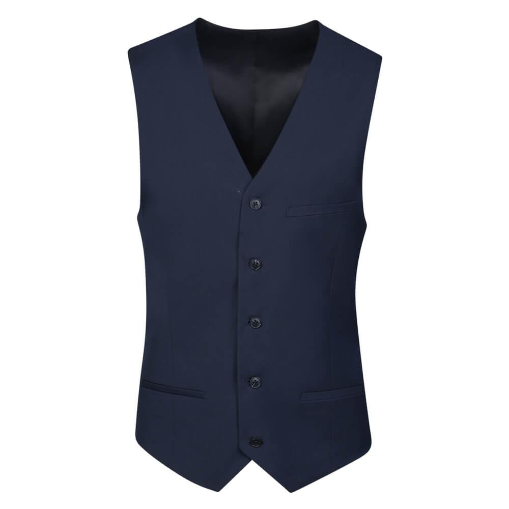 Oliver George Men’s Solid Formal Suit Vest Tuxedo Waistcoat Business Dress Vest For Suit or Tuxedo Dark Blue, Size L