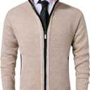Vcansion Men's Classic Cardigan Sweaters Stand Collar Slim Fit Casual Knitted Sweater, L