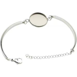 SHUNAE 10pcs Stainless Steel Bangle Settings 20mm Round Cabochon Resin Bracelet Blank Base Trays Bracelets diy Making