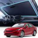 2026 Upgraded Nmoiss Car Windshield Sun Shade [Dot Matrix Reflective Coating] Extended Edge No Light Leakage Design Cooling Protect Car Interior from UV Damage Small