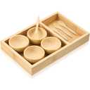 Teenyyou 9 Pcs Bamboo Esthetician Supplies 4 Face Mask Mixing Bowls 4 Facial Cream Spoons 1 Serving Tray for Body Skin Care Bathroom