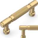 Amerdeco 10 Pack Champagne Bronze knurled Cabinet Pulls 3 Inch(76mm) Hole Center Drawer Pulls Cabinet Hardware Kitchen Cabinet Handles for Bathroom ZH0072