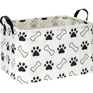 NTAOHAMPER Waterproof PE Coating Puppy Storage Bin with Handles,Doggy Collapsible Gift Basket,Kids Toys/Books Box,Room Decor, Paw (14.9"L x 10.2"W x 9.8"H)