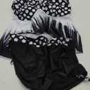Rosegal Womens Plus Size Polka Dot Halter Twist Cinched Ruched Boyshorts Tankini Swimwear (3XL, Black_4)