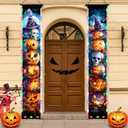 Nightmare Christmas Halloween Decor LED Lighted Banners Porch Sign Decorations Before Christmas Welcome Halloween Outdoor Party Banners (2)