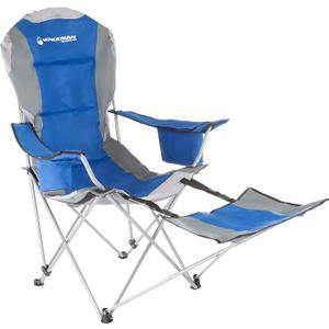 Wakeman Outdoors Camping Chair with Footrest - 300lb Capacity Recliner with Cup Holder and Cooler Pouch - Foldable Chair for Tailgating