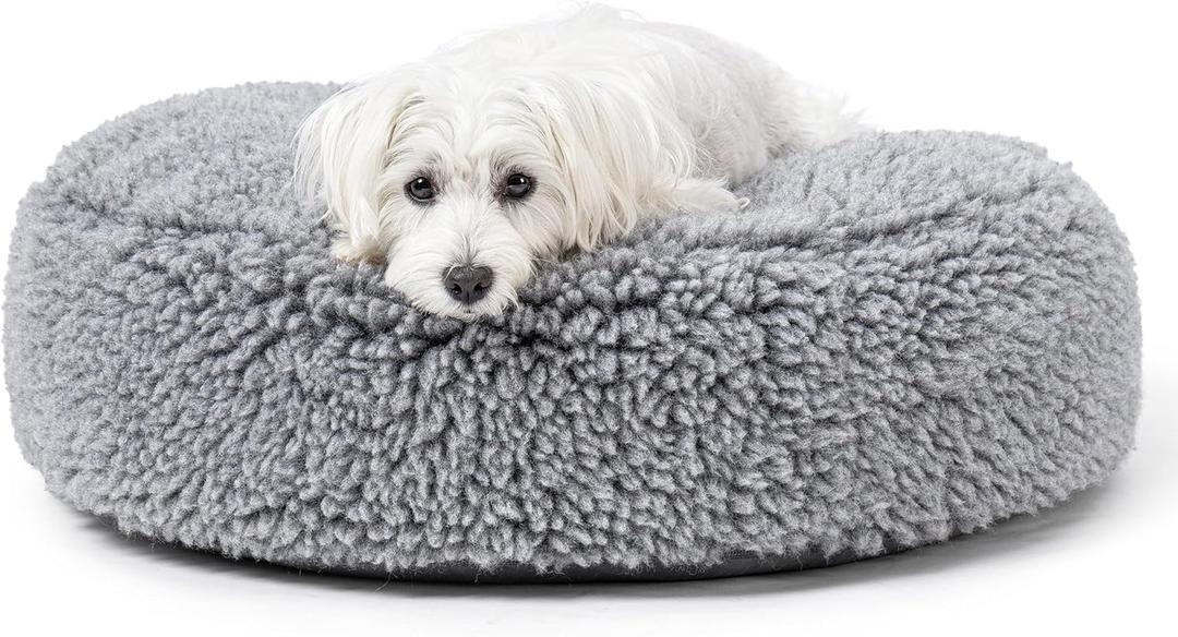 Stoutwool Indestructible Dog Bed - Round Chew Proof Dog Bed - Fluffy Pillow Bed for Aggressive Chewers - Durable - Washable - Ideal for Small Dog Breeds - 25", Charcoal (25"D x 6"Th)
