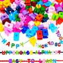 Bbiamsleep 212 Pcs Lacing Letters Beads, Colorful Mixed Uppercase Lacing Alphabet Beads with 12 Laces for Fine Motor Skills Spelling and Training