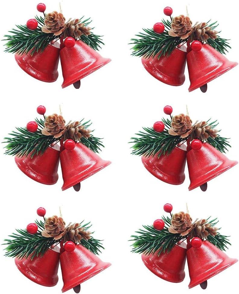 Christmas Bells Ornaments 6 Pcs Red Christmas Ornaments Christmas Tree Bells Pendants Christmas Craft Bells for Christmas Holiday Party Decoration (red)