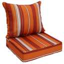 EAGLE PEAK Outdoor Deep Seat Patio Seat Cushion Set, 24 x 24 x 5 inch, 2-Piece Back Chair Cushion, 1 Pack, Red Stripe