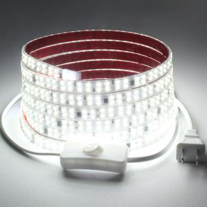 LED Strip Lights AC 110V 120V 9.84ft/3m Outdoor Lights Waterproof IP65 240LEDs/m 6000K Cold White Tape Lights Cuttable for Bedroom Under Cabinet Indoor Decor