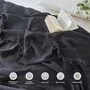 MooMee Muslin Blanket - 100% Cotton 4-Layer Gauze Throw Blanket with All-Around Fringe, Soft Breathable Lightweight Cooling Summer Blankets for Bed Couch (Dark Grey,Twin XL 66" x 90")