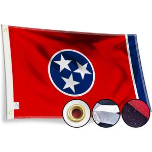 Tennessee Flag 3x5 Outdoor - Embroidered Design Heavy Duty Polyester with Sewn Stripes, Brass Grommets