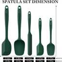 HOTEC 600 Heat Resistant BPA-Free Silicone Rubber Spatula Set,Kitchen Cooking Spatulas, Baking, Mixing for Non Stick Cookware, Dishwasher Safe, Dark Green Set of 5