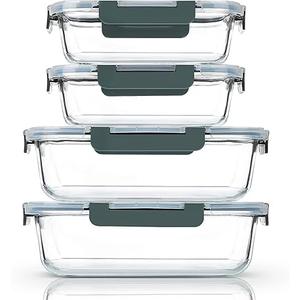 M MCIRCO [80 oz & 36 oz Extra Large Glass Food Storage/Baking Containers Set with Lids, 2 Pack 80 oz(10 cup)&2 Pack 36 oz (4.5 cup) Airtight Glass Container,Microwave,Oven,Freezer and Dishwasher