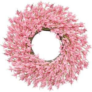 26 Inch Spring Wreaths for Front Door Large Valentines Spring Door Wreath Easter Wild Floral Summer Wreaths Outside All Season for Farmhouse Porch Wall Wedding Living Room Home Decor(Pink)