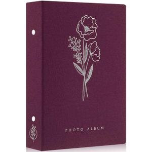 Lanpn Photo Album 4x6 300 Pockets, Linen Photo Albums Holds 300 Horizontal Pictures Only Purple