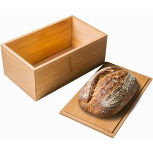 Large Bamboo Bread Box for Kitchen Countertop | Vintage Wooden Breadbox for Pantry Storage | Eco-Friendly Bread Container Keeps Bread Fresh | Modern Bread Organizer
