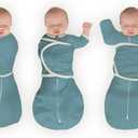 SwaddleDesigns 6-Way Omni Swaddle Sack Arms Up Swaddle for Newborn, More Options to Calm Startle Reflex, Improves Sleep (Small (6-14 Pound), Heathered Teal)